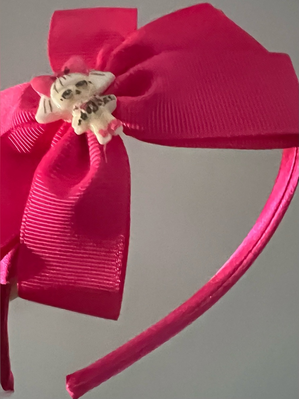 Girls Hot Pink Bow Headband with Character Accent